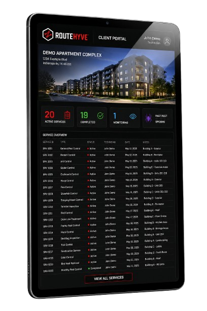 RouteHyve client portal on tablet